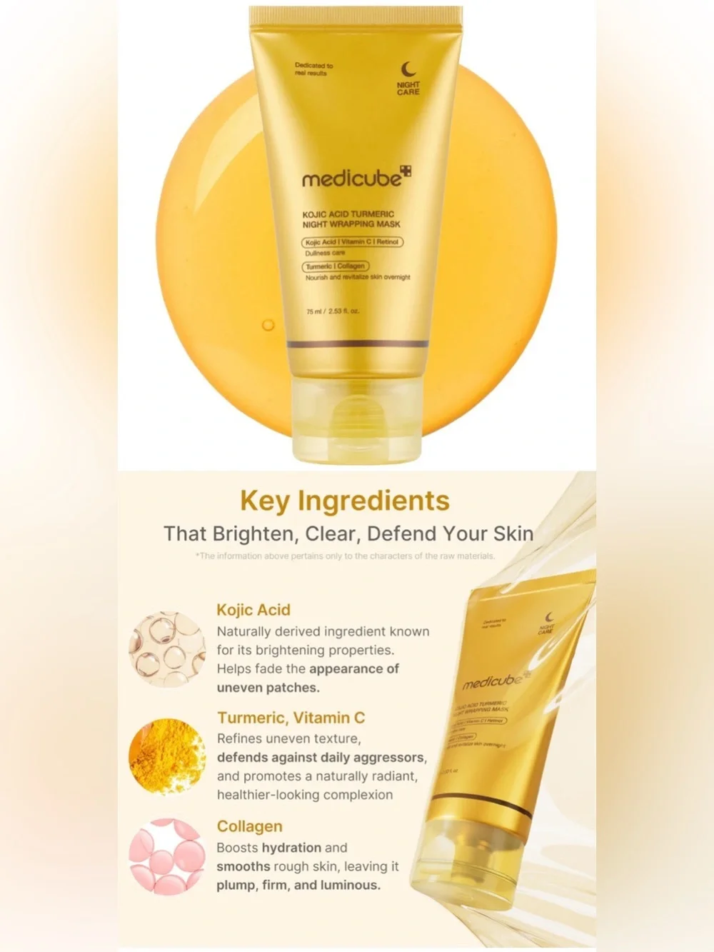 Medicube Kojic Acid Turmeric Overnight Wrapping Mask NIB 75 ml / 2.53 fl oz